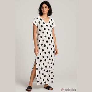 Women's Noracora Polka Dot Maxi Dress White/Black Size XL